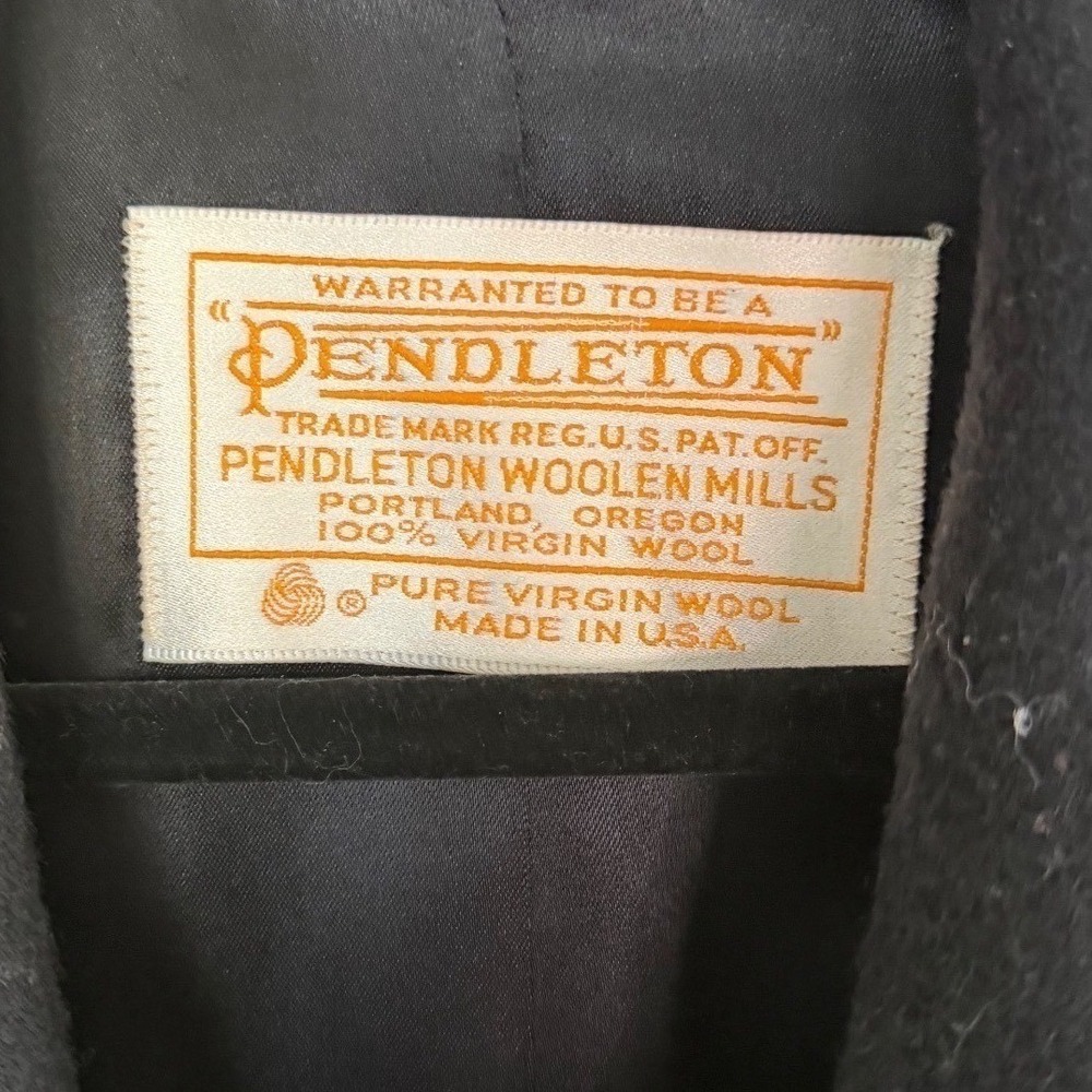 VTG  Pendleton Womens Black Wool Trench Coat SZ 16 Full Length Classic 80's - Picture 6 of 10